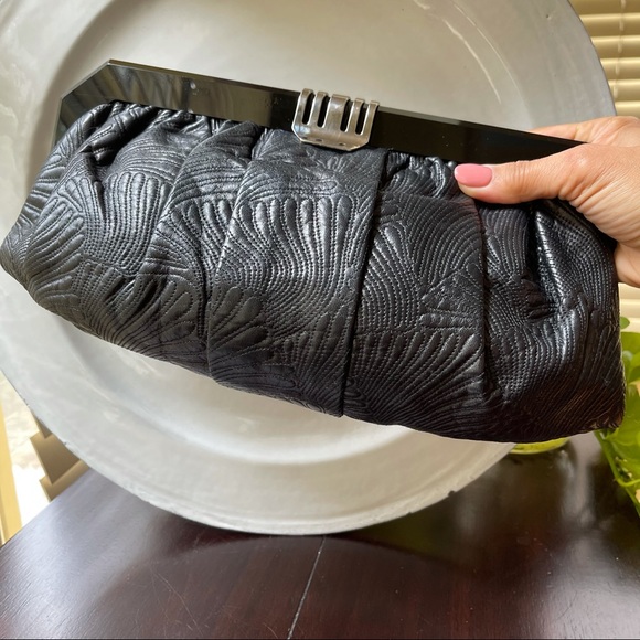 Marni black leather embroidered frame clutch - Picture 4 of 11